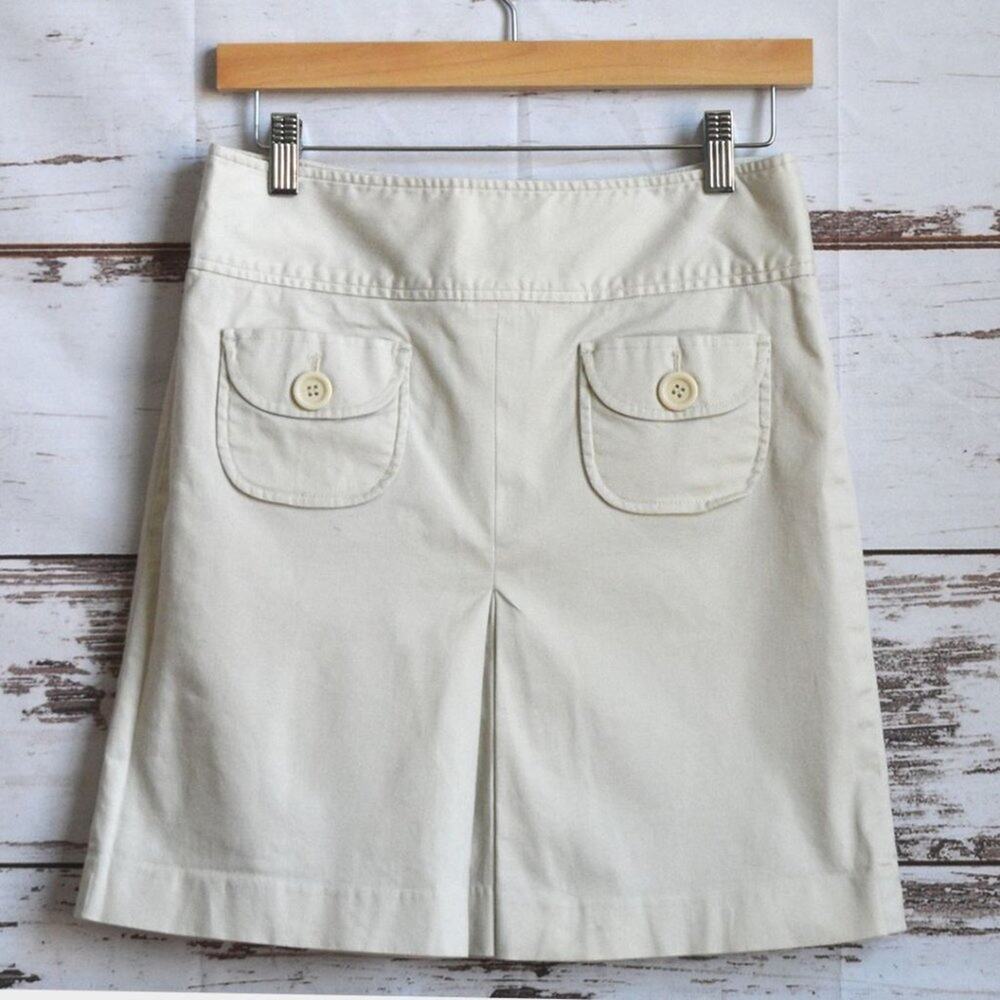 ANN TAYLOR LOFT Box Pleat Khaki A-Line Skirt Size 2